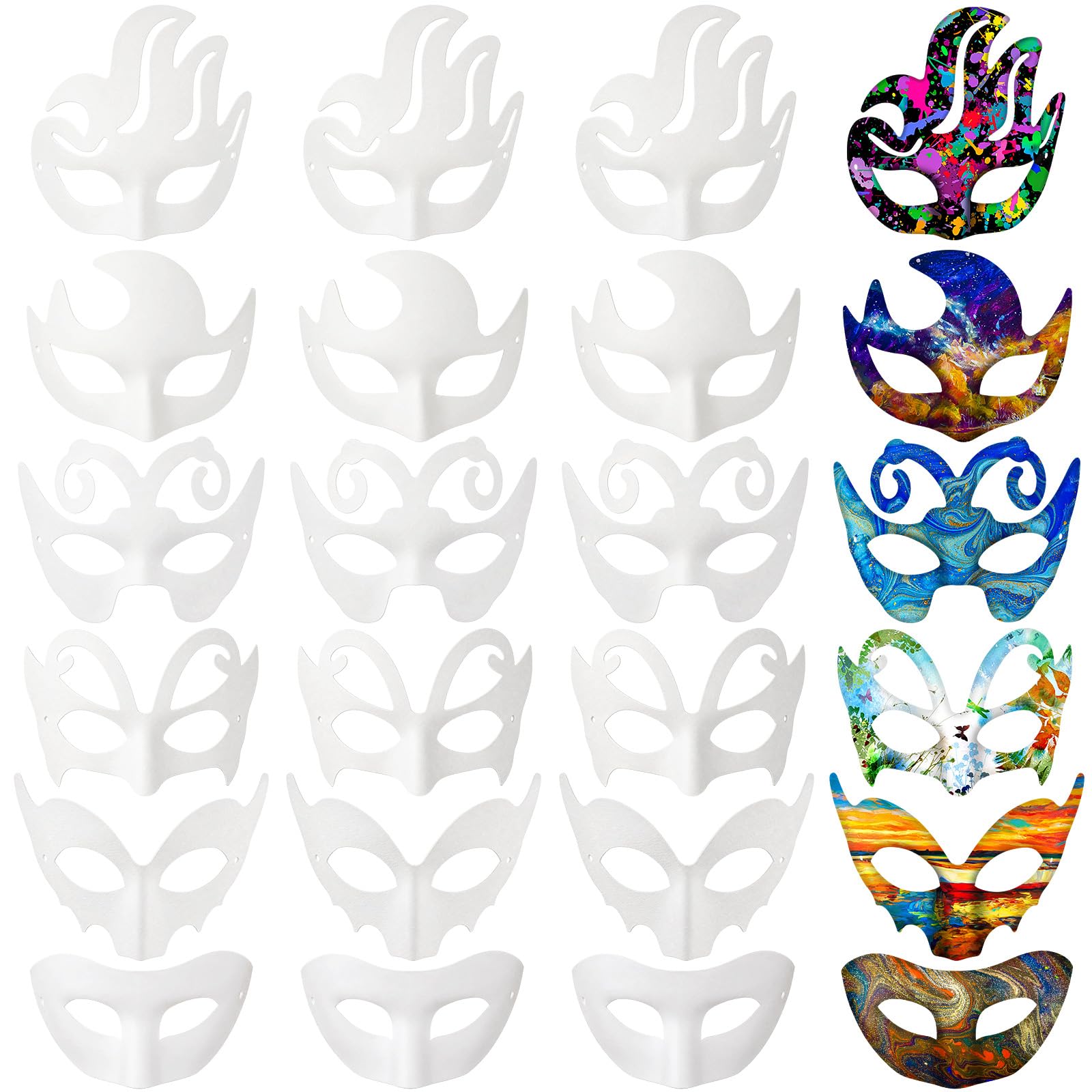 Leyndo 24 Pcs Paper Mache Mask Half Face Masquerade, Fantasy Style