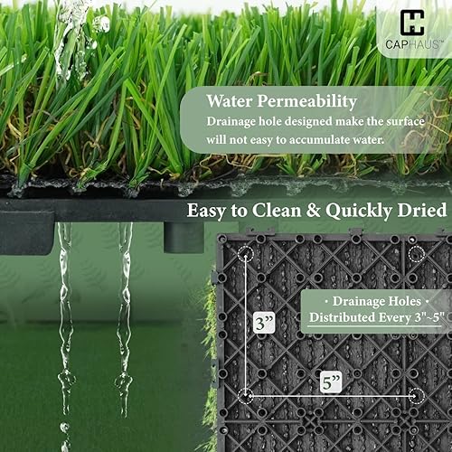 Miniatura 4 de Fencer Wire Azulejos de césped artificial con agujeros de drenaje, césped sintético entrelazado para entrenamiento de perros, decoración de suelo