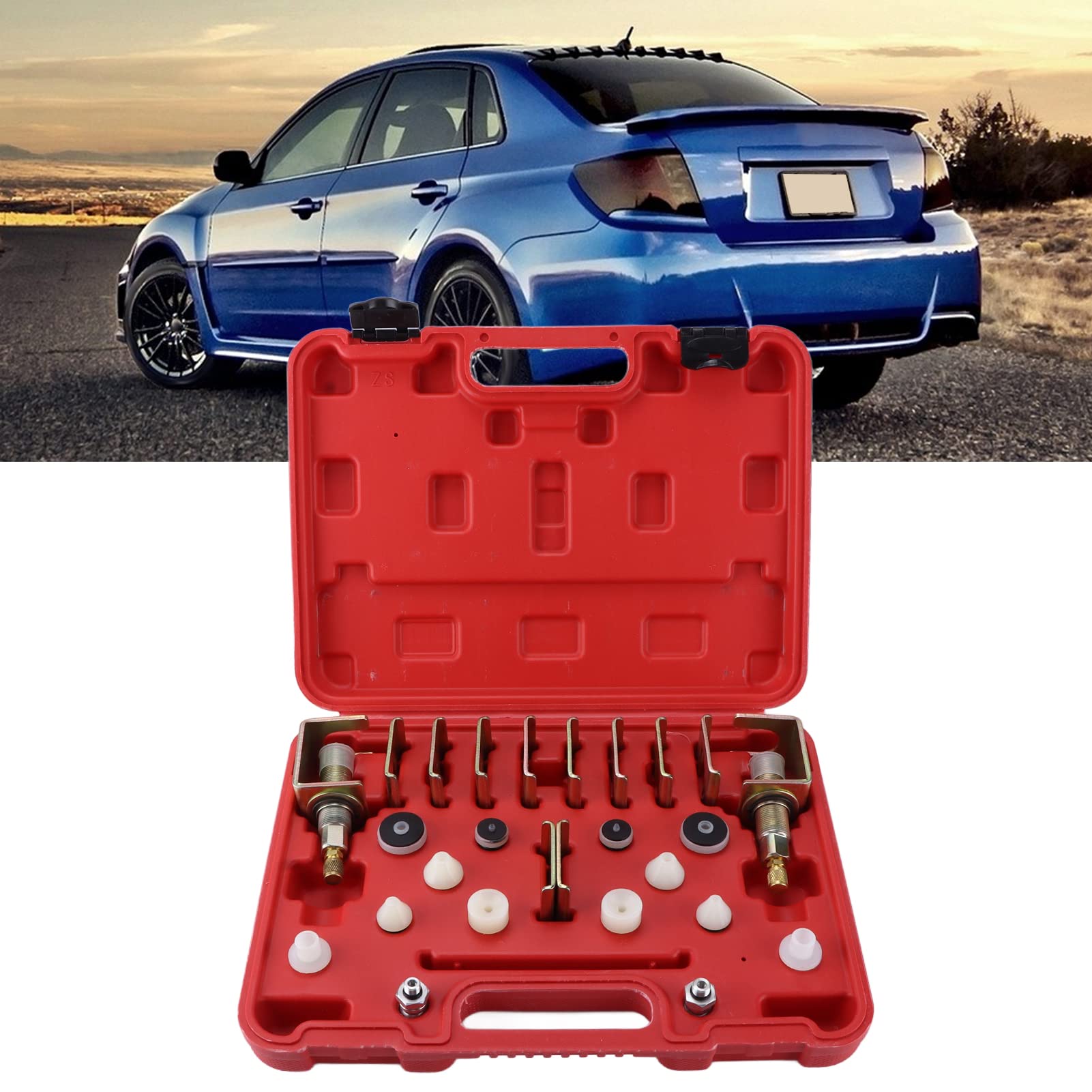 Kit de Prueba de Fugas de Aire Acondicionado, Incluye 12 Tapones y 10 Cierres, Aleación de Aluminio Herramienta Universal de Reparación de Automóviles para Tubos de Aire Acondicionado, Condensador