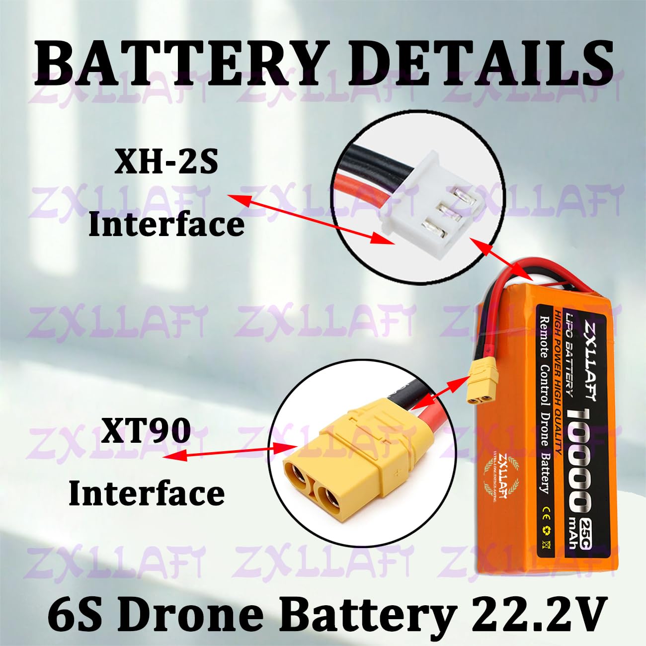 Batteria Lipo 22,2 V 14,8 V 11,1 V Batteria per droni | 6S 4S 3S Batterie al litio 7,4 V 18,5 V 25,9 V 29,6 V Batterie di ricambio 25C per drone telecomandato con BMS
