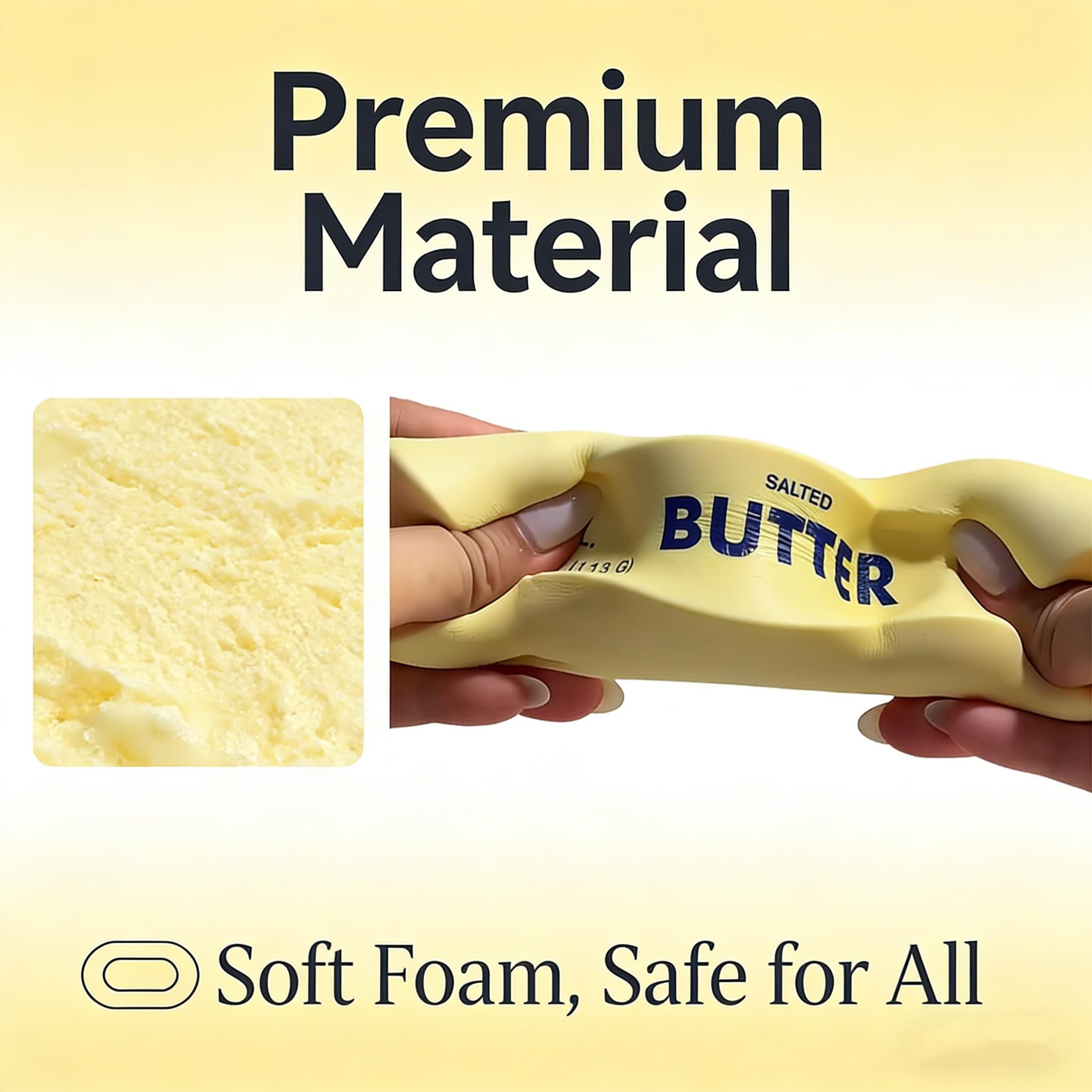Slow Rebound Cute Butter Squeeze Stress Balls - 2026 New Squeeze Ball Realistic Butter Squishy, Upgrade Stress Relief Fidget Toys for Anxiety Relief Hand Relax (Large 1Pc) — view 4