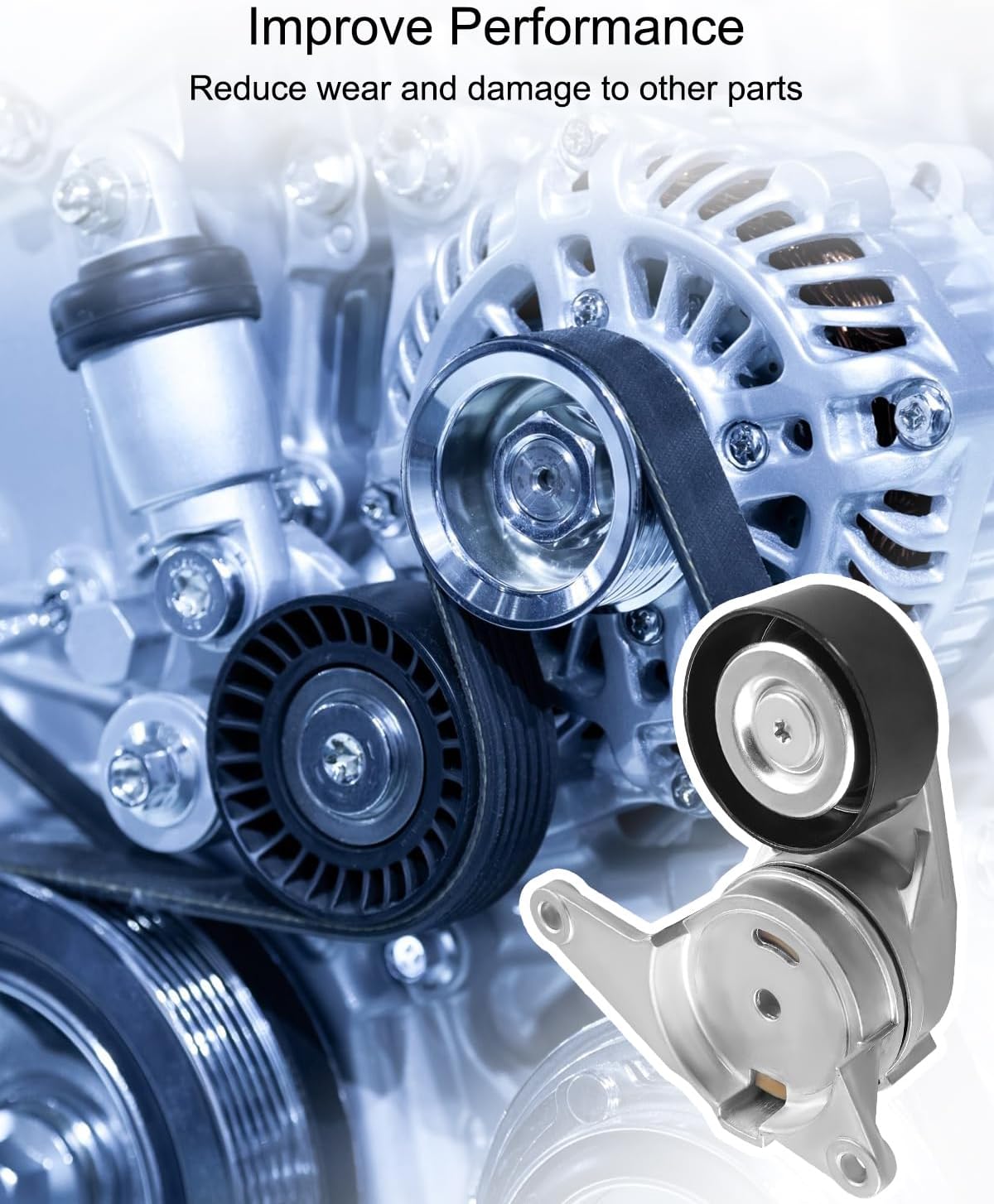 Serpentine Belt Tensioner Drive Component Kit Fit for Chevy Equinox Traverse Buick Enclave Lacrosse GMC Acadia Terrain Cadillac XTS SRX Replace 12610680 12626644 6K938