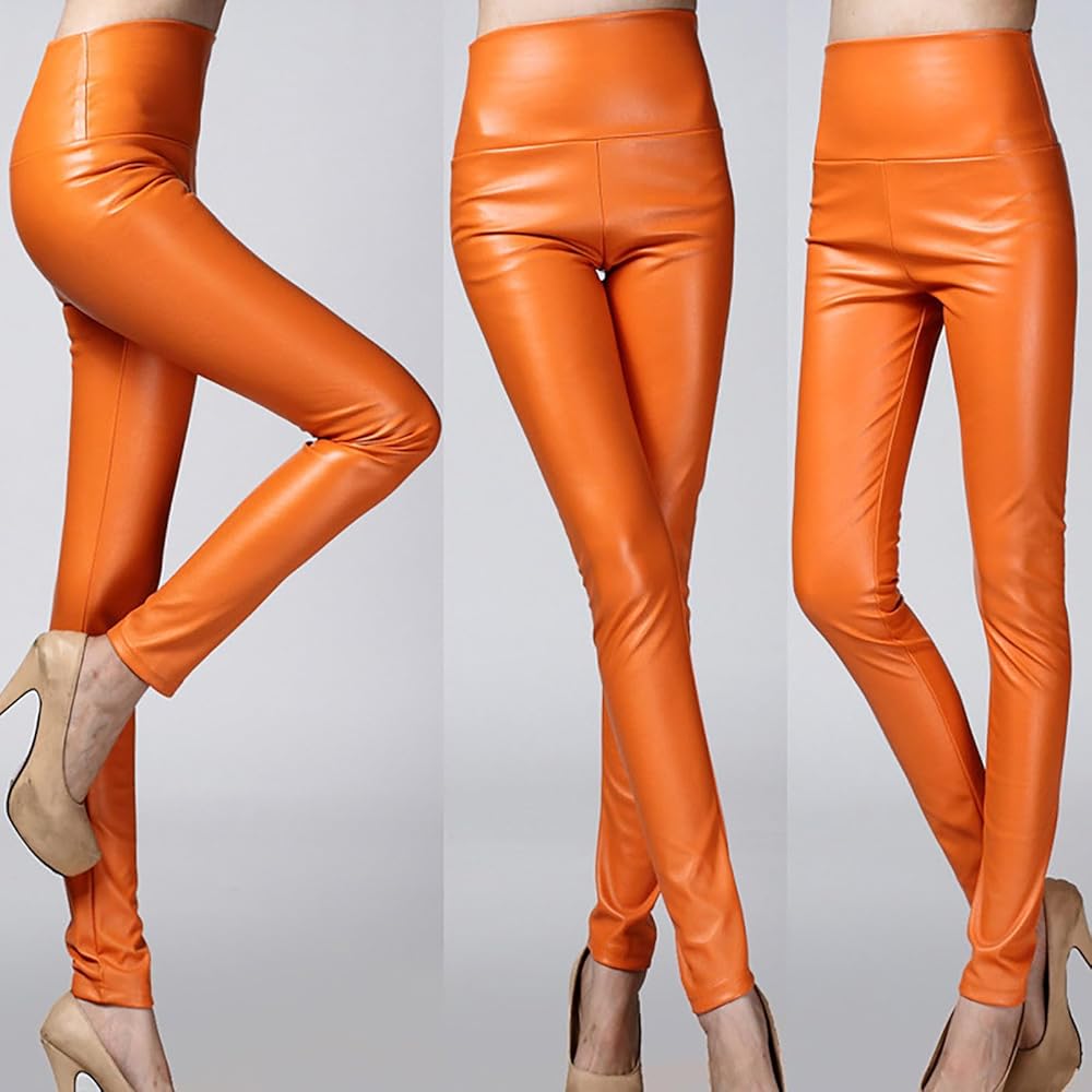 Fashion Design Leggings Donna Effetto Bagnato Pelle Look - Foto 2