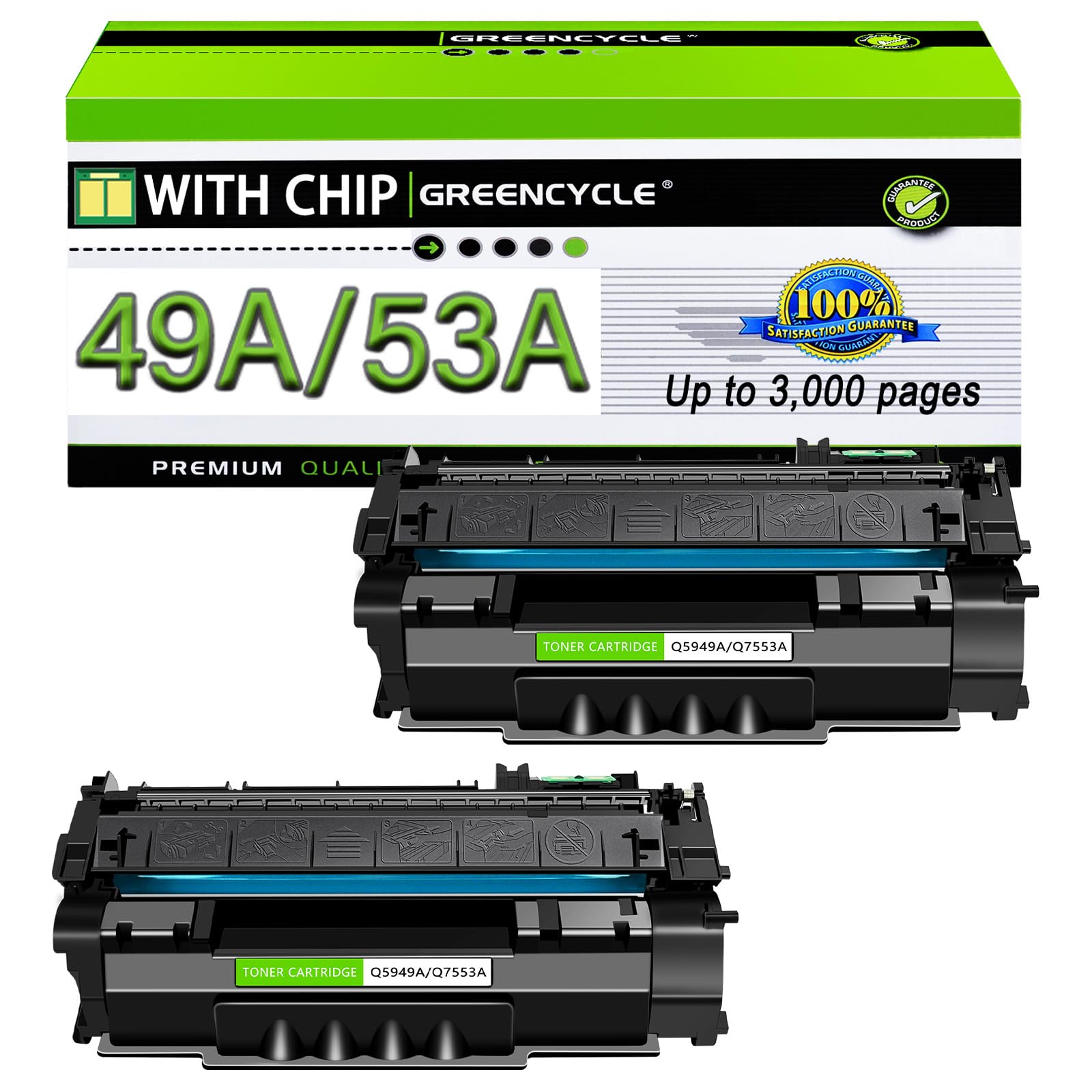 greencycle 49A Compatible 1320 Toner Cartridge Replacement for HP Q5949A 53A 49X 53X for HP LaserJet 1320n 3390 1160 1320tn 1320nw 3392 P2015 P2015dn
