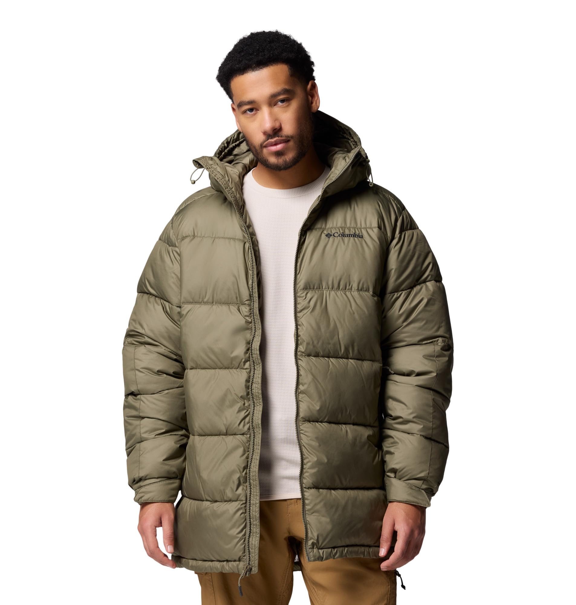 Columbia Men's Pike Lake Parka, Puffer Jacket, Stone Green, Medium
