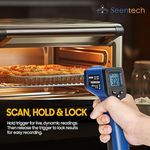 Miniatura 4 de Seentech DT8380BH Termómetro infrarrojo industrial - Probador de temperatura sin contacto para cocina y uso industrial, rango de -58.0 F a 716.0 F,