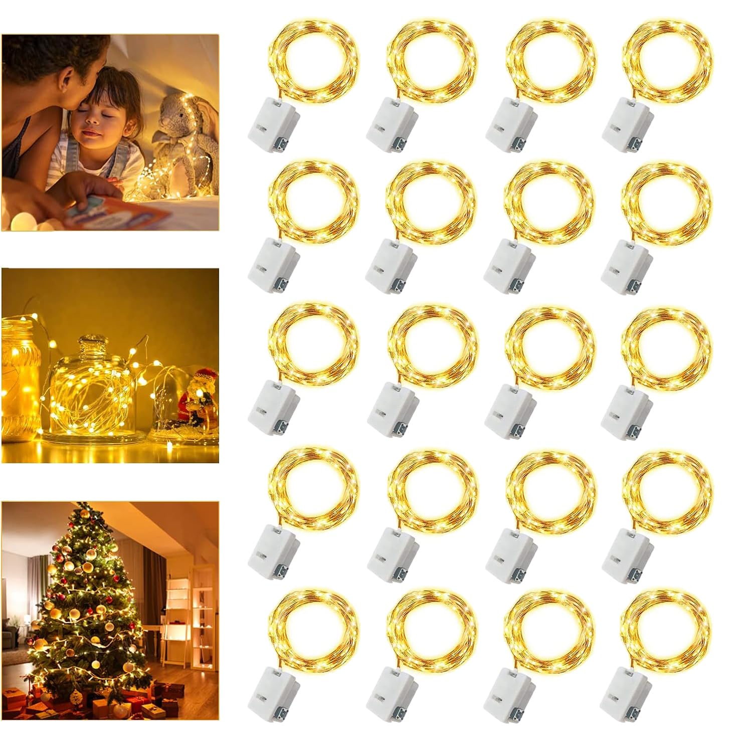 2 Luci Fata LED In Miniatura &ndash; Stringa 1 Metro Non Elettrificata, Multicolore, Per Decorazioni Di Compleanni, Matrimoni E Feste, Plastica E Resina