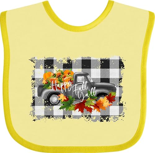 inktastic It's Fall Y'all Vintage Truck with Autumn Flowers Baby Bib