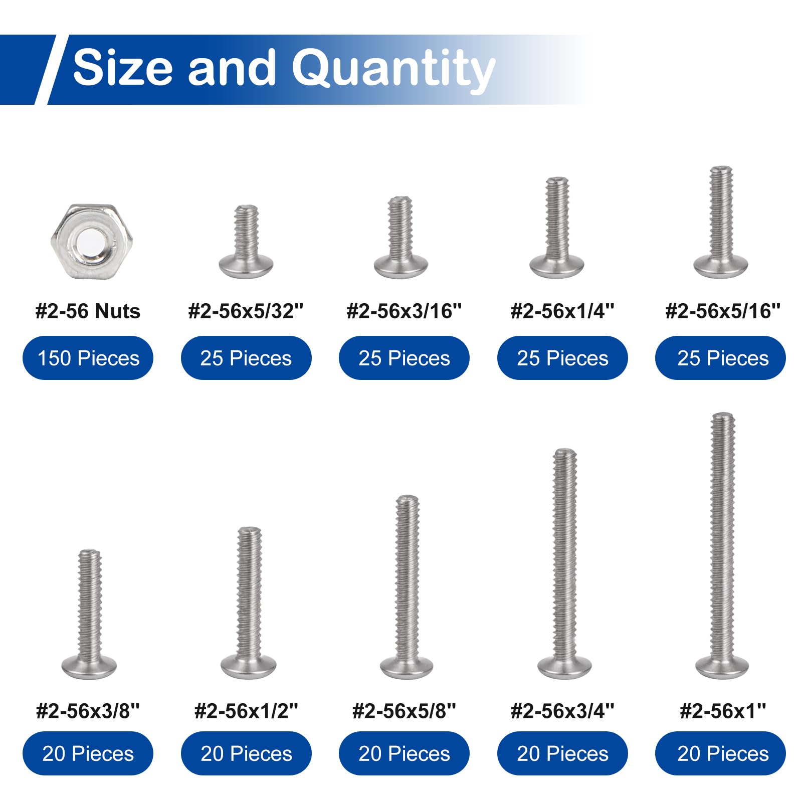Machine Screws & Nuts #2-56 Kit - Stainless Steel -3