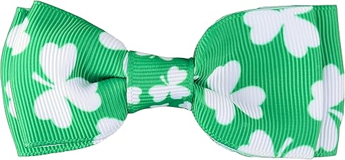 Miniatura 4 de Collar de perro del día de San Patricio con corbatín, decoración de regalo para irlandeses, corbatín de trébol de la suerte (pequeño, trébol blanco