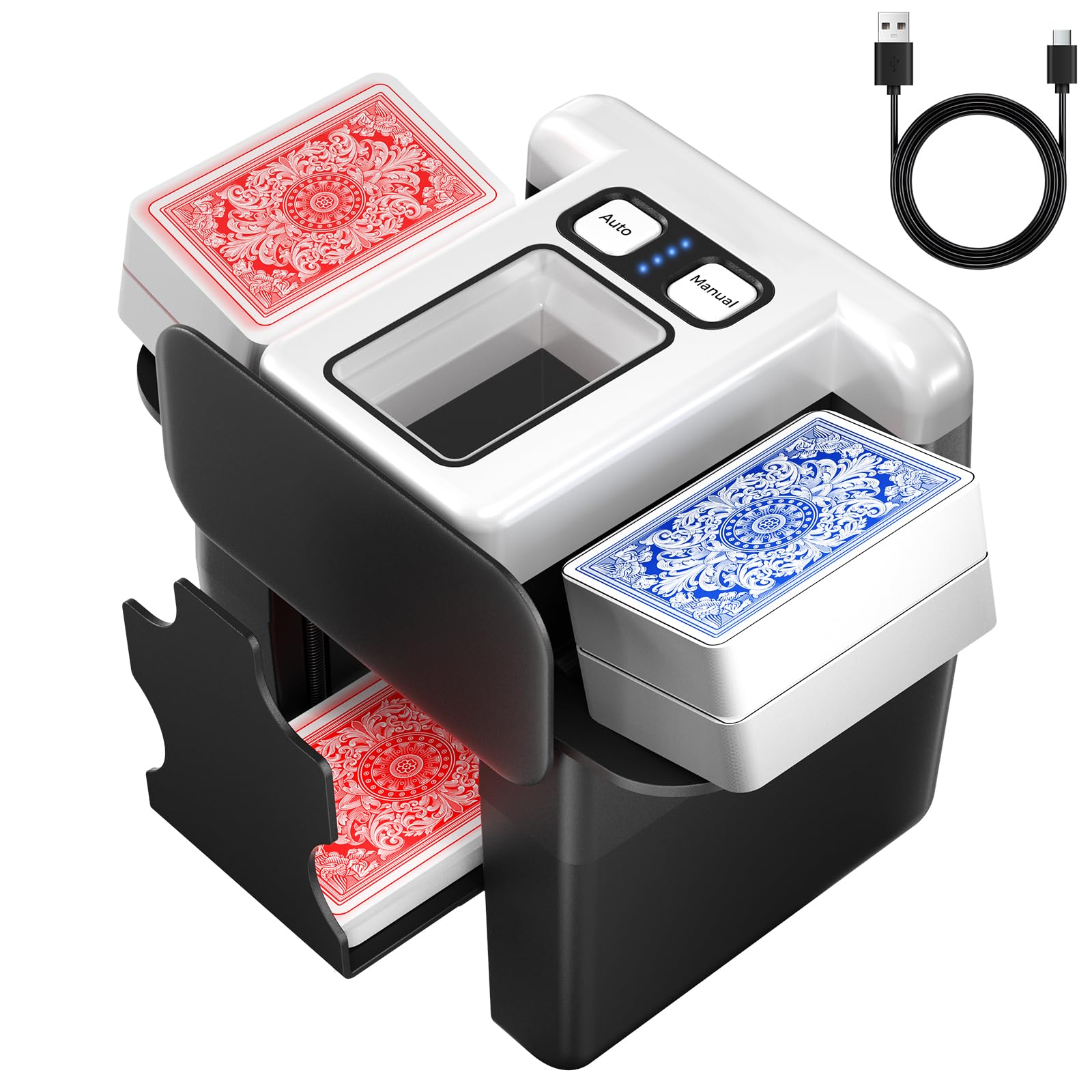 Photo 1 of *SOLD FOR PARTS OR REPAIR*Automatic Card Shuffler 1-4 Deck - Rechargeable 2500mAh Electric Card Shuffling Machine for Seniors & Family Game Night - Portable & Fast Shuffler for UNO, Blackjack, Poker, Phase 10 & Skip-Bo Games