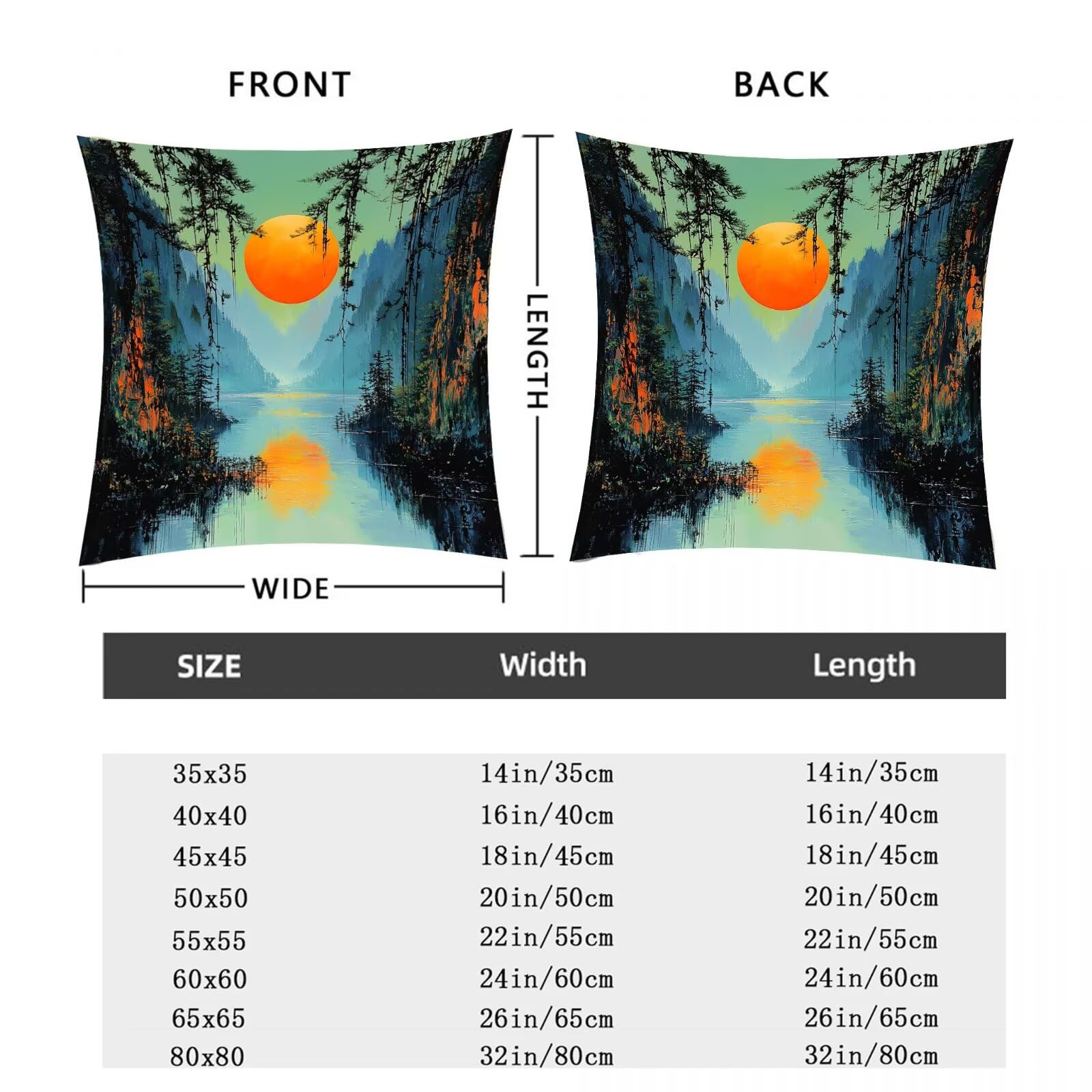 Set de 4 Cojines de Terciopelo 60x60 cm Montañas atardecer Fundas de Cojín Decor para Sofá o Silla Fundas de Cojín con Cremallera Invisible Sofá Salón Dormitorio Exteriores Cojines Decor I-1424