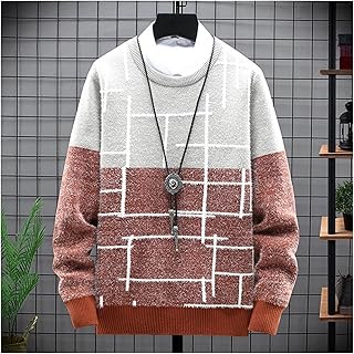 Hong Yi Fei-Shop Pullover for Men Plaid Knit Pullover Men Fashion Hip Hop Streetwear Men's Pullover Clothing Pull Harajuku 2XL Pullover