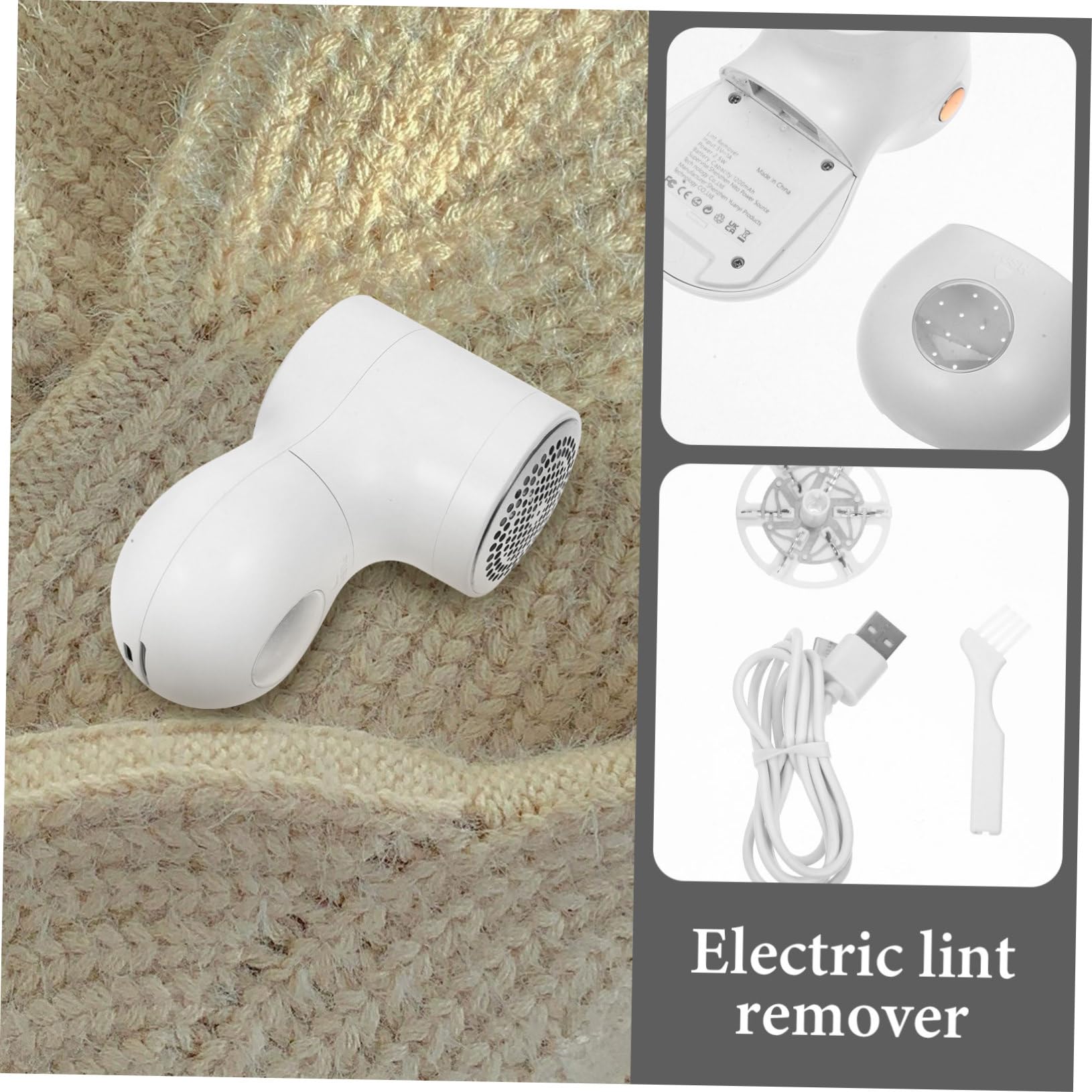 PACKOVE Quitapelusas Eléctrico Recargable 800mah Diseño Ergonómico para Ropa y Cojines de Sofá, Afeitadora Anti-bolitas de Abs y Acero Inoxidable