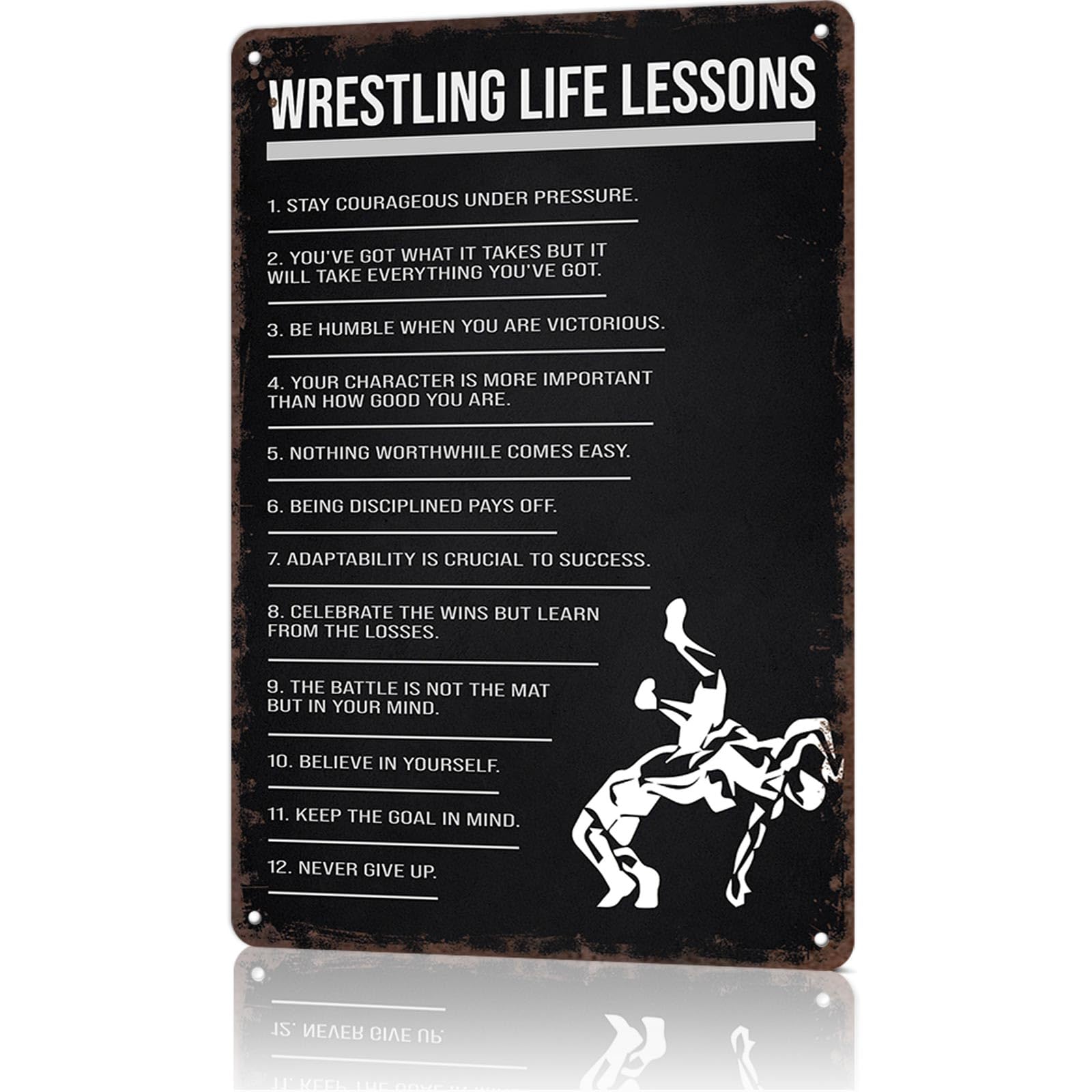 KWQDOZF Funny Metal Sign Wrestling Life Lessons Vintage Tin Signs Poster For Home Room Bedroom Office Decor 8x12inch