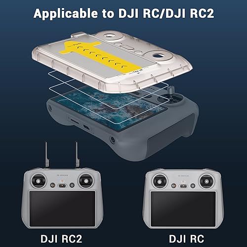 Miniatura 4 de CYNOVA Protector de pantalla DJI RC2 con kit de alineación automática, controlador DJI RC HD Película protectora de pantalla de vidrio templado para