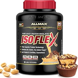 ALLMAX ISOFLEX Pure Whey Isolate Protein Powder - Gluten Free, Low Lactose, Sugar-Free - High-Protein, Clean, Keto-Friendly, Pre Post Workout Supplement, Women and Men
