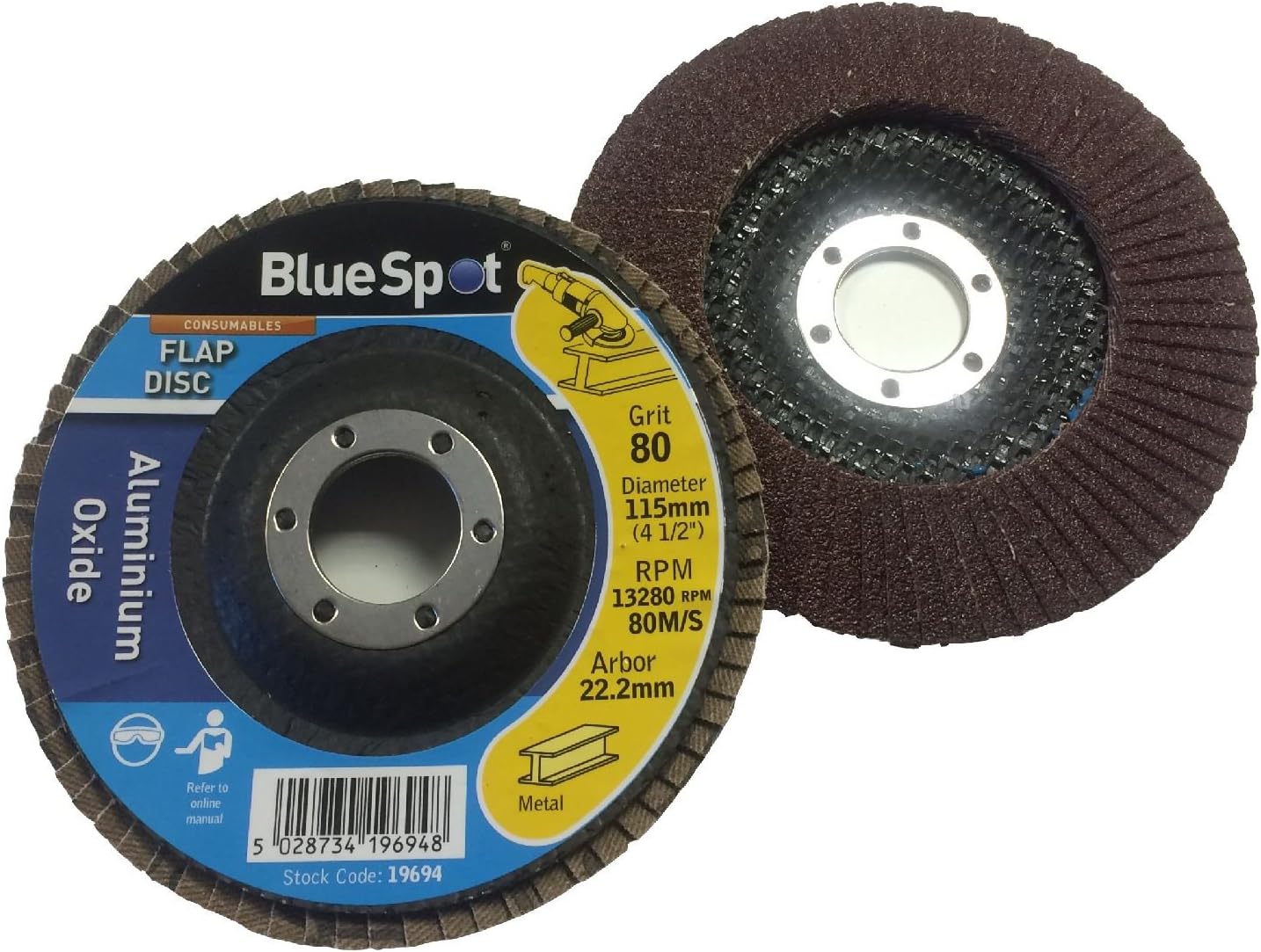 8 x Grit Flap Discs 115mm Mixed Angle Grinder Wheels 40 60 80 120 Sanding 4½ Inch