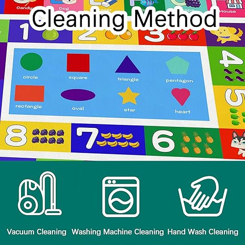 Miniatura 7 de ABC Kids Play Rug - Alfombra educativa con forma del alfabeto de números para aprendizaje de frutas, alfombra grande antideslizante para habitación