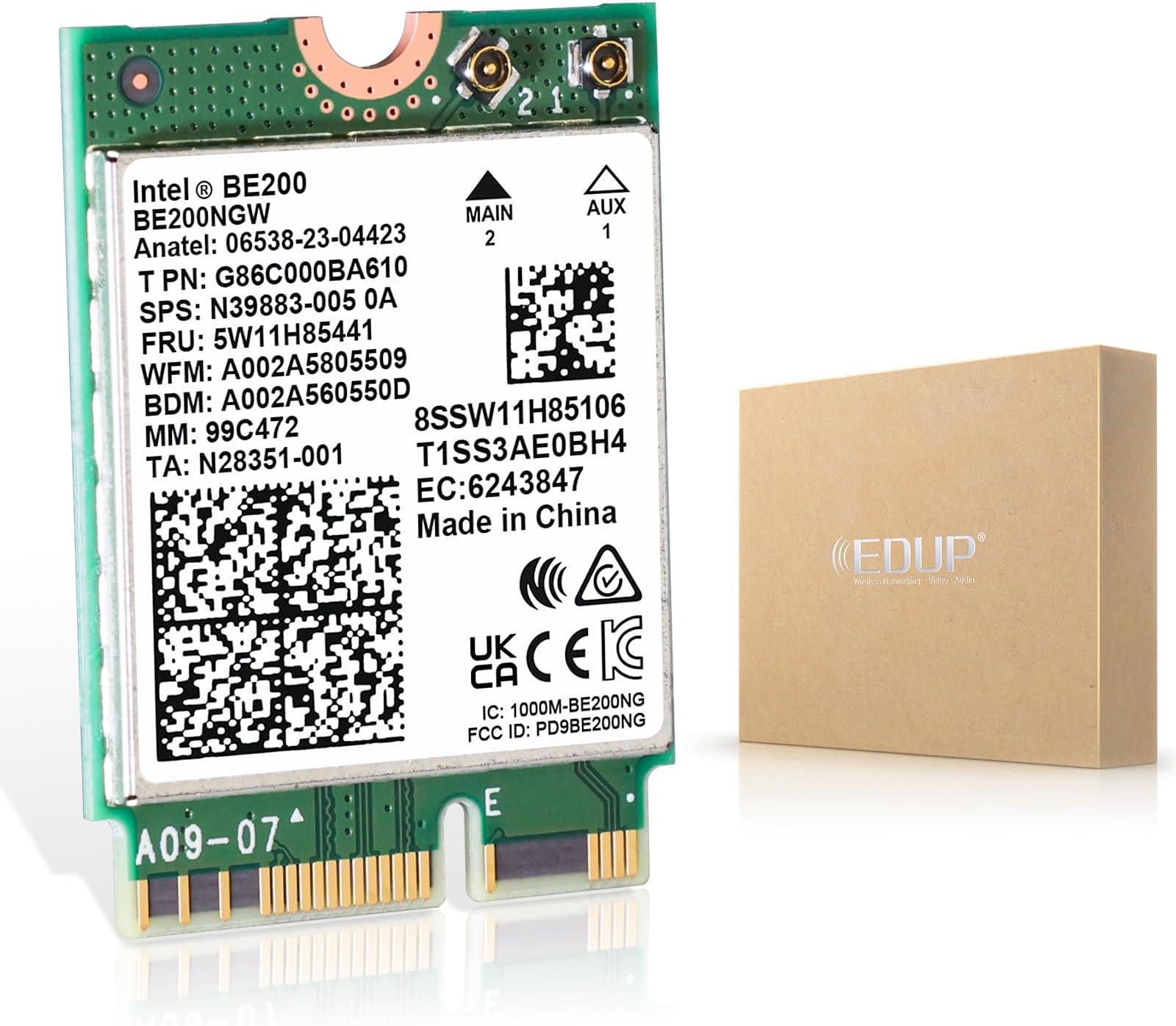 EDUP Wireless WiFi Network Card Intel BE200 BE200NGW 8774Mbps Bluetooth 5.4 Tri-Band 802.11be NGFF M.2 Module, MU-MIMO, WPA4, Wireless Network Adapter for Laptop, Only Work for Windows 11 (64-bit)