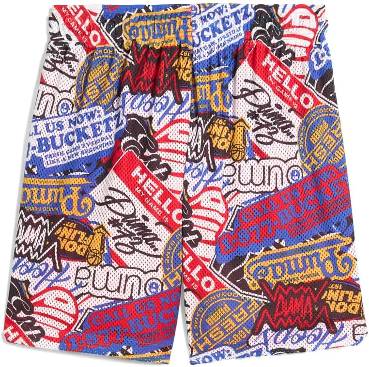 PUMA Mens Hooperhotline Graphic 7 Inch Shorts Casual Bottoms Casual - Red