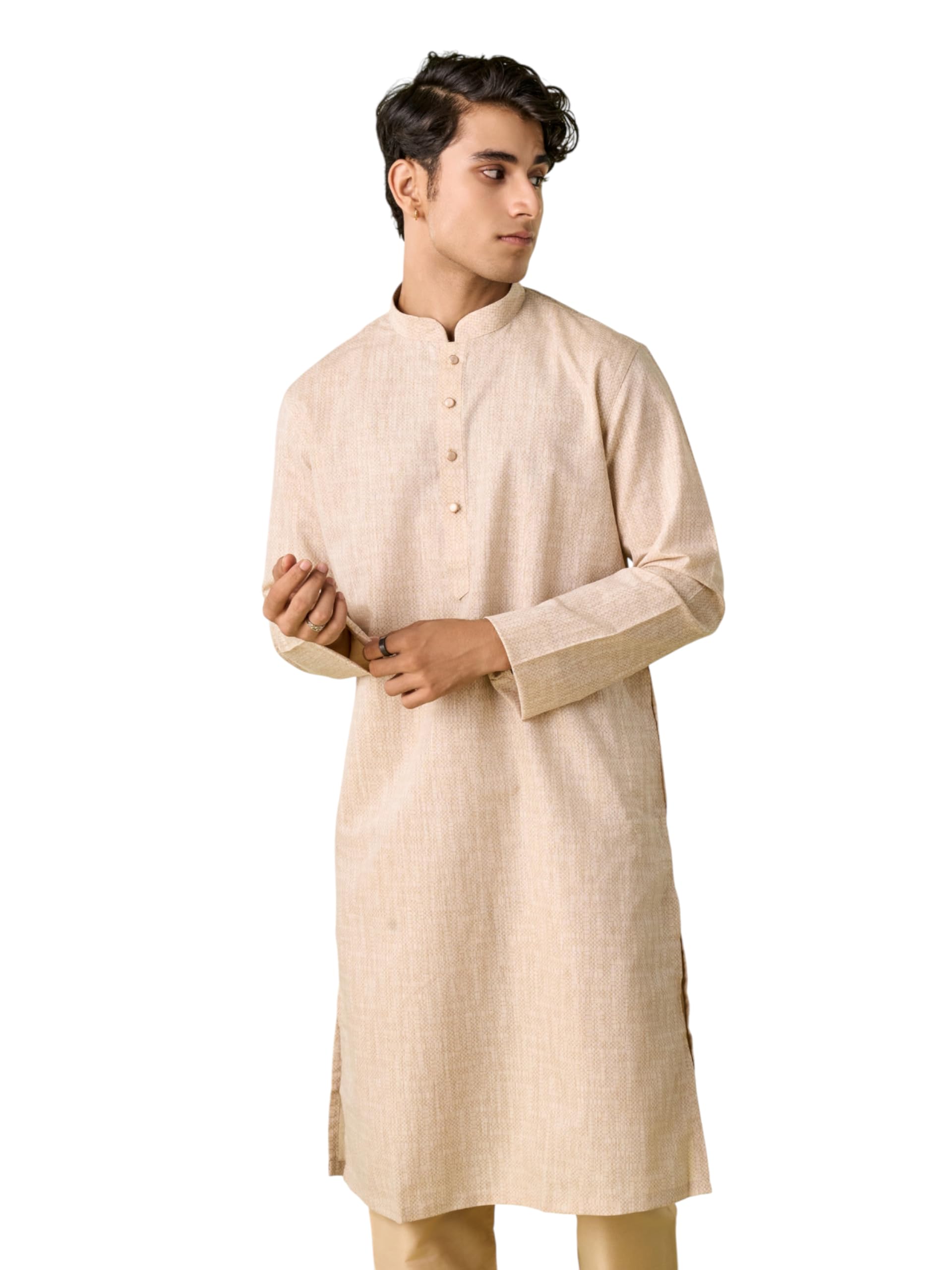 manyavar Men's Cotton Blend Self-Design Kurta (1pc)-picture-45