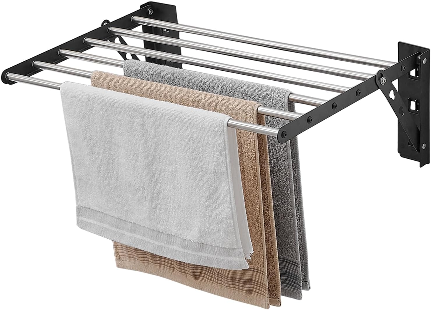 WallMounted Stless Steel Clothes Drying Rack23 Folding Laundry Airer with Towel Storage Holder for SpaceSaving Indoor/Outdoor Use Durable & RustResistant Design