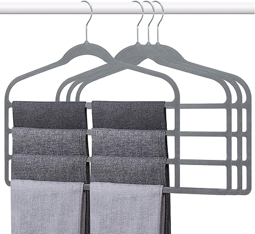 Perchas de terciopelo para pantalones perchas grises para ahorrar espacio perchas de terciopelo de 177 pulgadas organizador de almacenamiento de