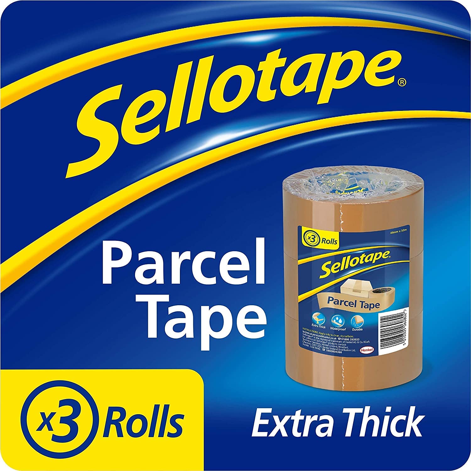 Sellotape Brown Parcel Tape, Tape For Packing, High-Strength Packaging Tape For Professional & Office Use, Packing Tape For Heavy Loads, Pack Of 3