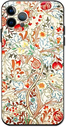 Berkin Arts Compatible with iPhone 13 Pro Max Case Silicone Cover with Screen Protector Pink Intricate Ornamental FlourishesAcanthus by William Morris