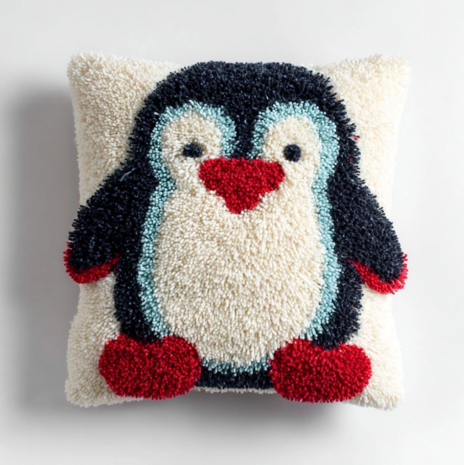 WallustrioaW Latch Hook Craft Cushion Kit 43x43cm,Penguin