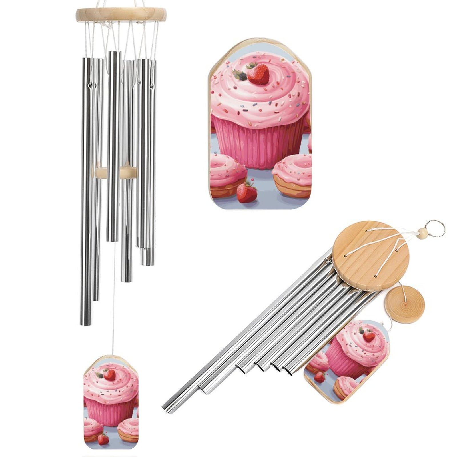 Carillon éolien cupcake et beignet rose pour sublimer votre terrasse ce printemps