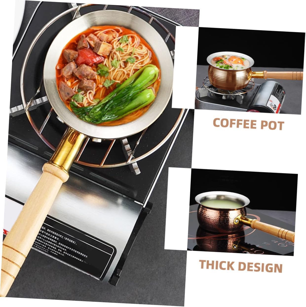 LABRIMP Milk Pot Wide Rim Stainless Steel Sauce Pan Oil Boil Pot Easy to Clean Heat Resistant Handle