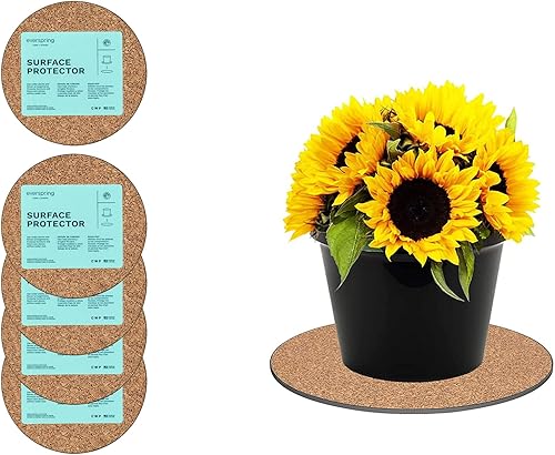 Miniatura 2 de Curtis Wagner Plastics Corp. MC-600 Tapete de corcho para plantas (6 pulgadas de diámetro, corcho, paquete de 5)  Posavasos redondos de corcho para