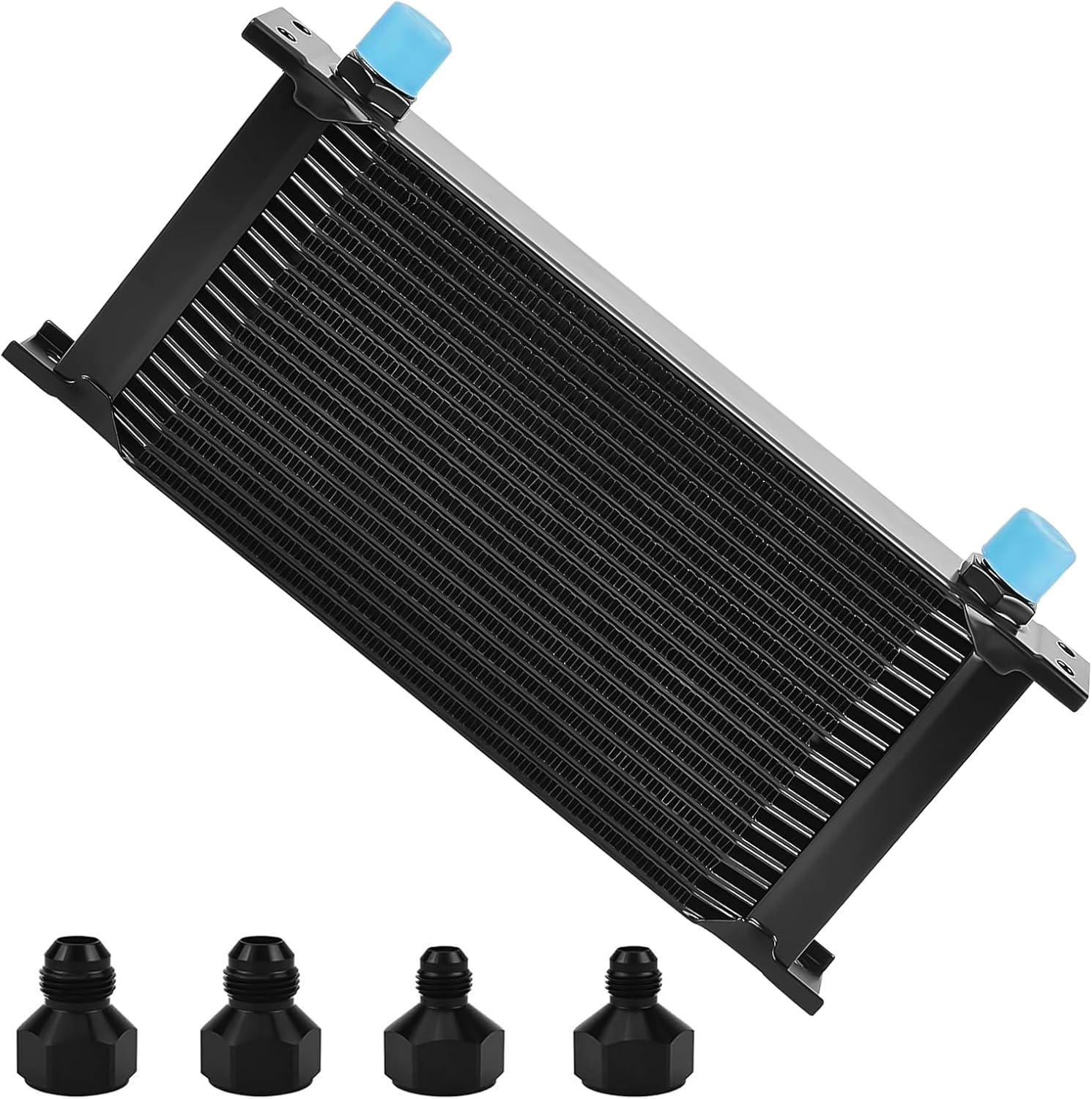19 Row 10AN AN10 Aluminium Engine Transmission Oil Cooler Kit Stacked Plate With 6AN 8AN Adapter Universal Engine Transmission British Radiator Black