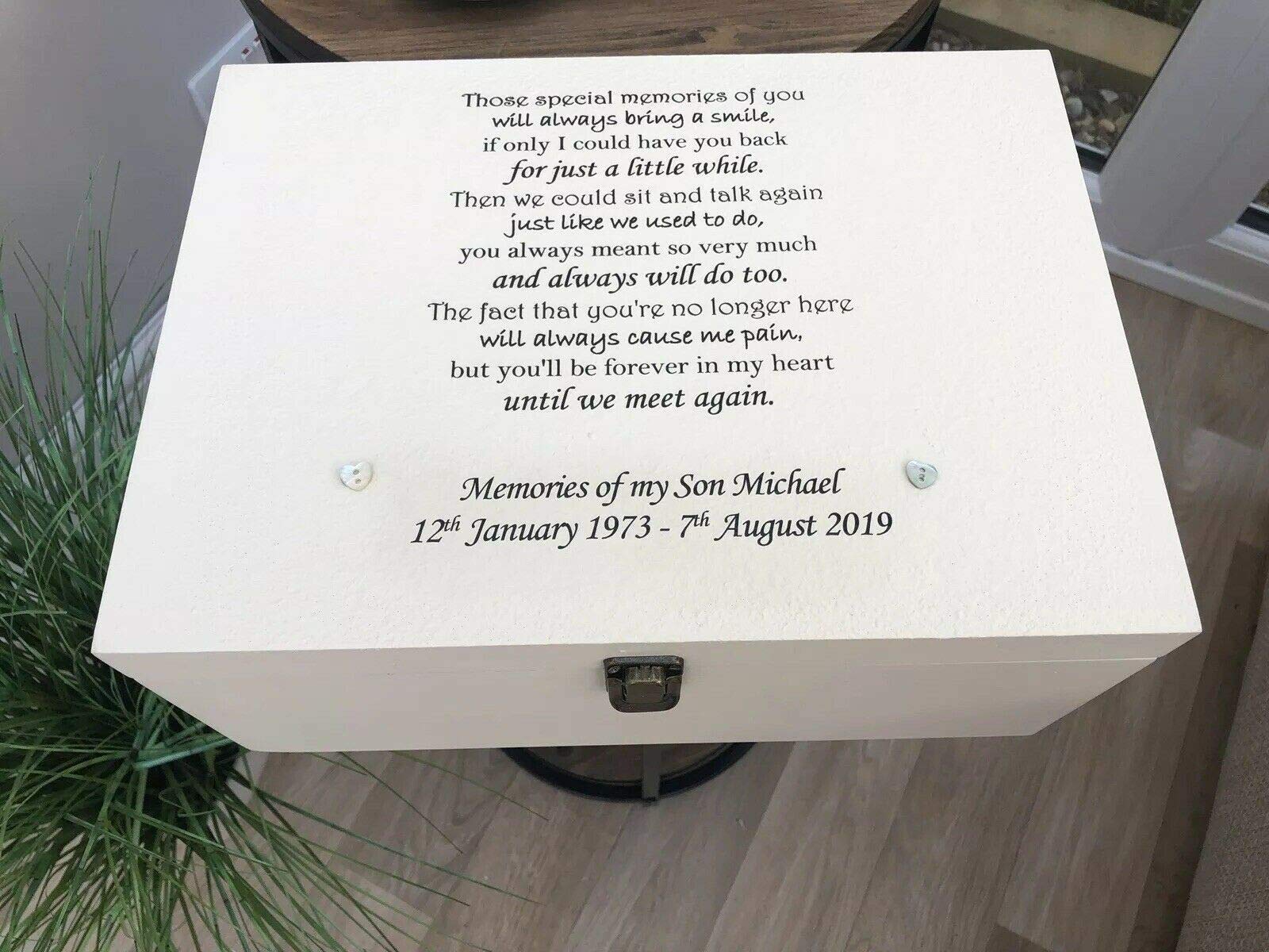shabby chic personalised ltd VERY LARGE In Memory of a SON or DAUGHTER Bereavement Memory Box ~ Child Loss ANY NAME ~ VERY LARGE ~ In Memory of a loved one ~ Mum Dad Husband etc