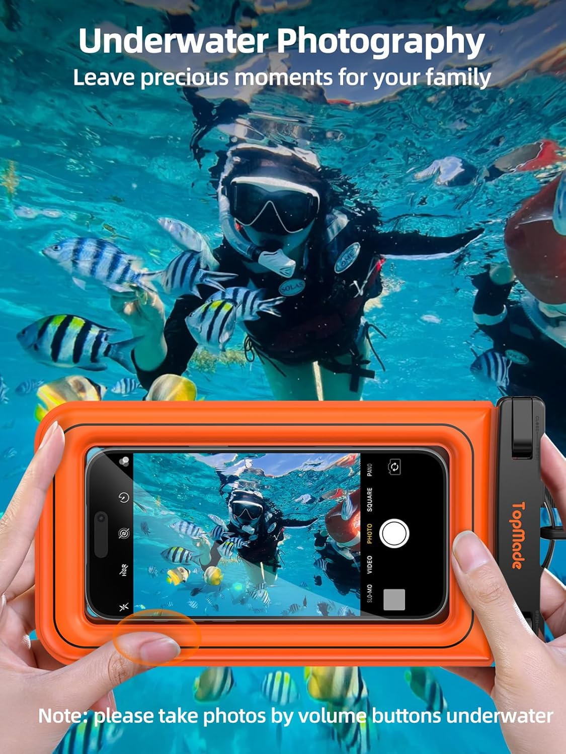 TopMade Floating Waterproof Phone Pouch 2 Pack, IP68 Waterproof Phone Case for Beach/Kayak/Cruise Travel Essentials, Cellphone Dry Bag for iPhone 17 16 15 Pro Max, Samsung S26 Ultra Up to 7.0", Orange