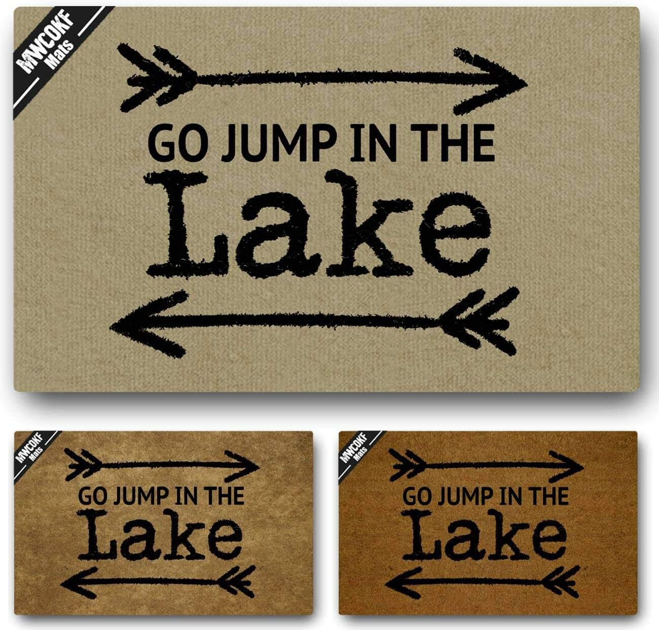 Funny Door Mat Non-Slip Back Rubber Entry Way Doormat Outside | Go Jump in The Lake | Standard Outdoor Welcome Mat | Patio Home Office Indoor | Non-Woven Fabric 18 Inch x 30 Inch
