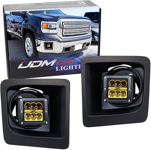Miniatura 10 de iJDMTOY Kit de lámpara antiniebla LED blanca compatible con GMC Sierra 1500 2014-15, incluye (2) cubos LED de alta potencia de 20 W, cubiertas de