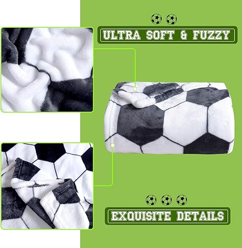 Miniatura 3 de MASTIEE Manta de fútbol, regalos de fútbol para niños y niñas, amantes del fútbol, manta de forro polar suave para niños, adolescentes, decoración