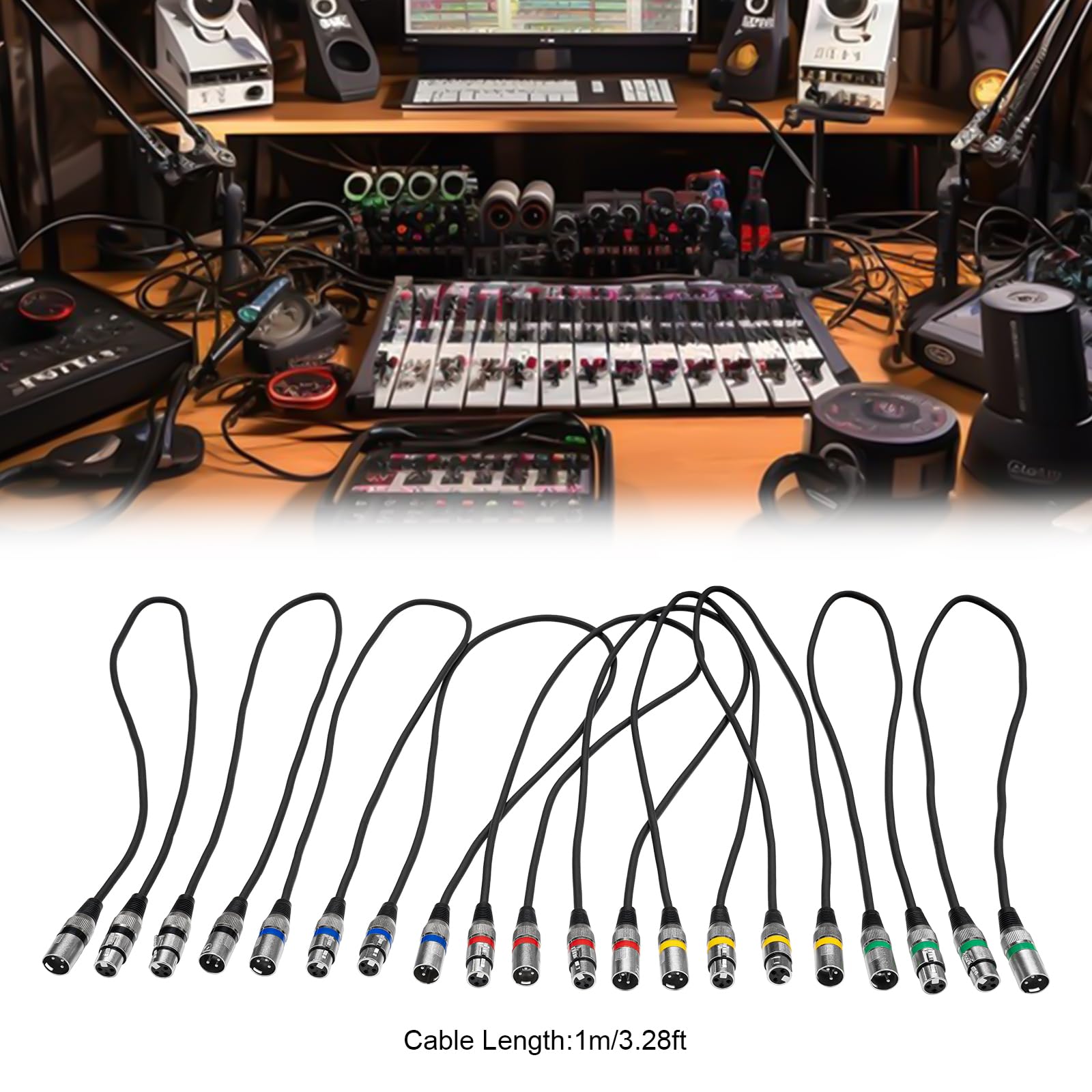 Neewer 4 Pack 6,5 Fuß / 2 Meter DMX Bühnenlicht Kabel Drähte mit 3 Polige Signal XLR Stecker auf