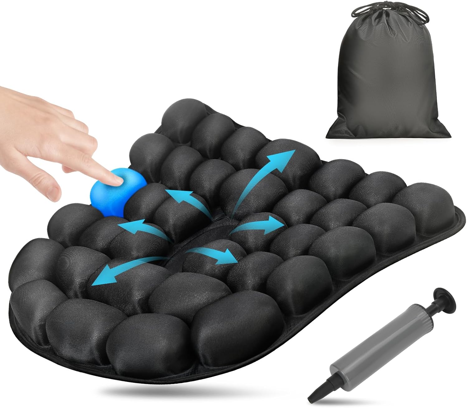 Premium 3D Comfortable Travel Air Cushion, Inflatable Car Seat Cushion Work for Home Office Chair Cushion Optimal Support (Large Air Cells)