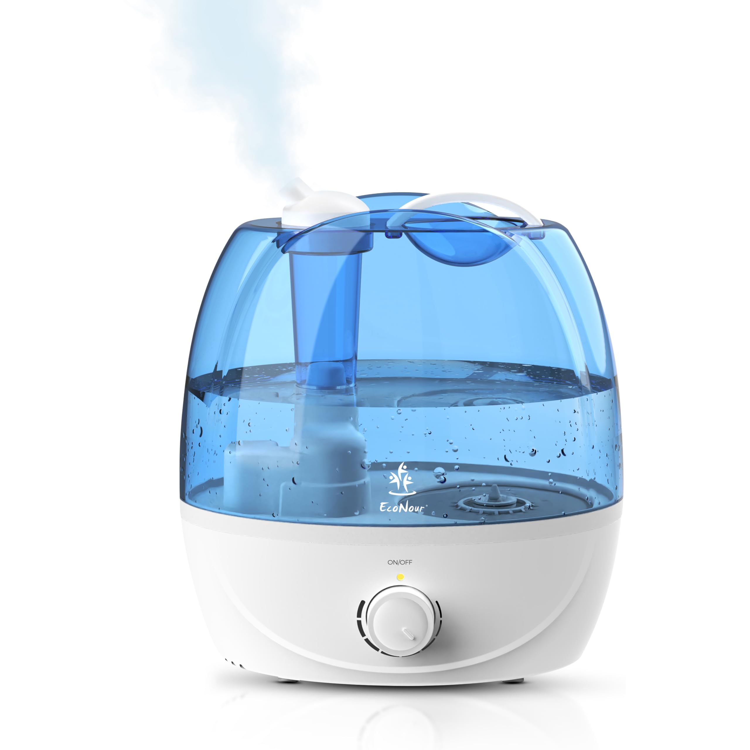EcoNour 2.6L Cool Mist Humidifier for Bedroom, Nursery & Office | Ultrasonic Humidifier with 360° Rotating Nozzle | Adjustable Mist Control, Auto Shut-Off, Quiet Air Humidifier for Home-White