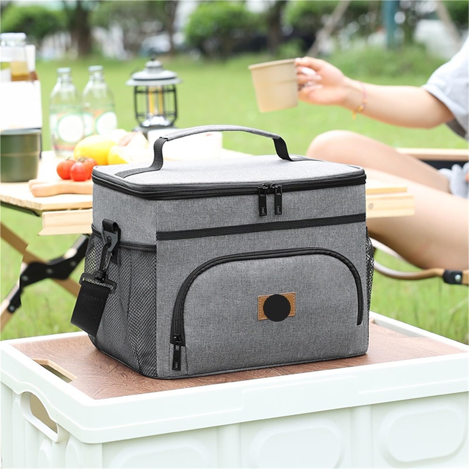 Borsa da picnic 15 litri, contenitore termico for il pranzo, borsa termica morbida, for adulti, uomini e donne, ufficio, campeggio, spiaggia Per Lavoro, Ufficio, Scuola, Picnic, Viaggi(Black)