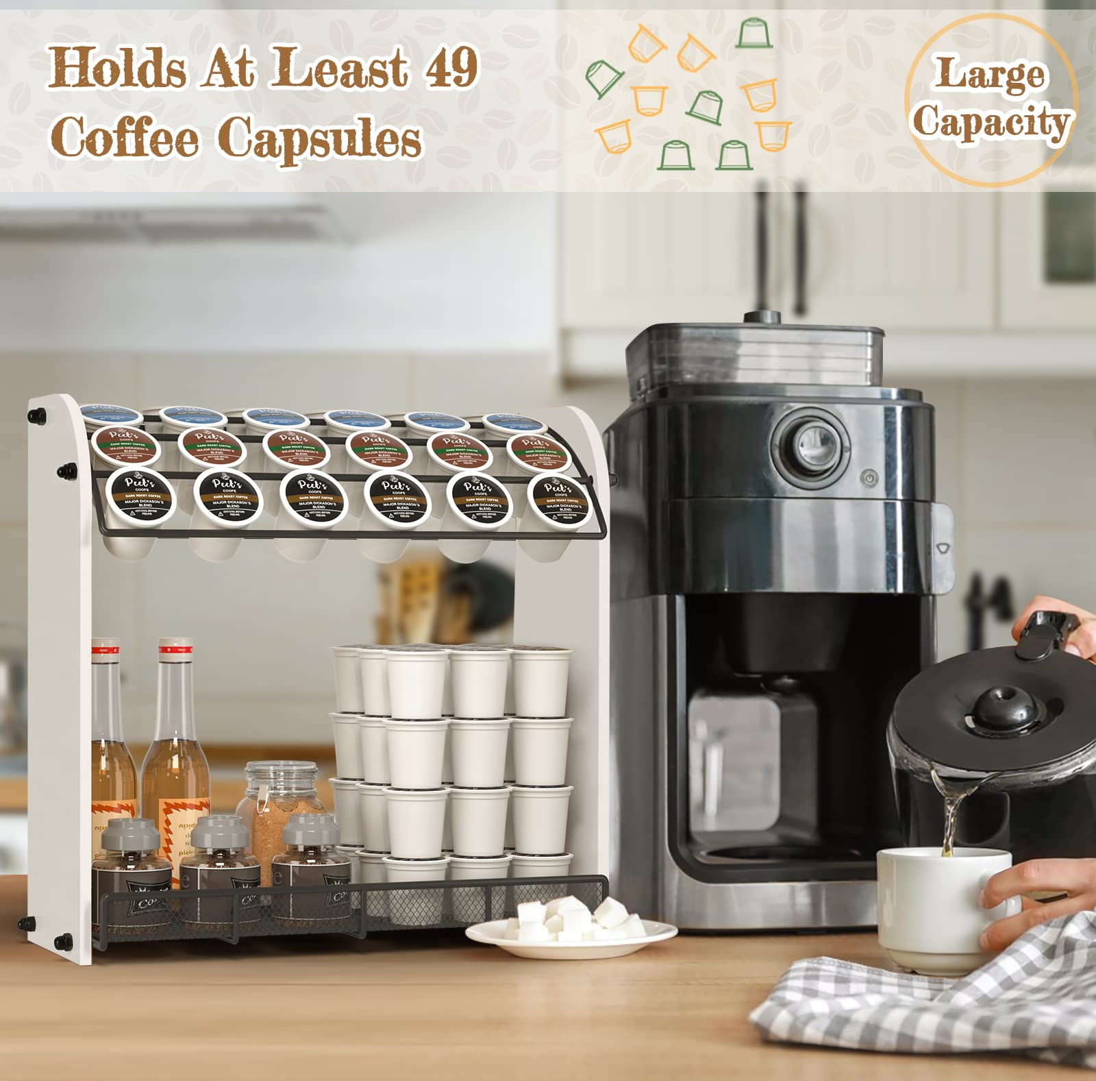 LifeMoreasy K Cup Holder - Vending-Style Coffee Pod Dispenser Organizer Holds 28 Pods, Space Saving Design