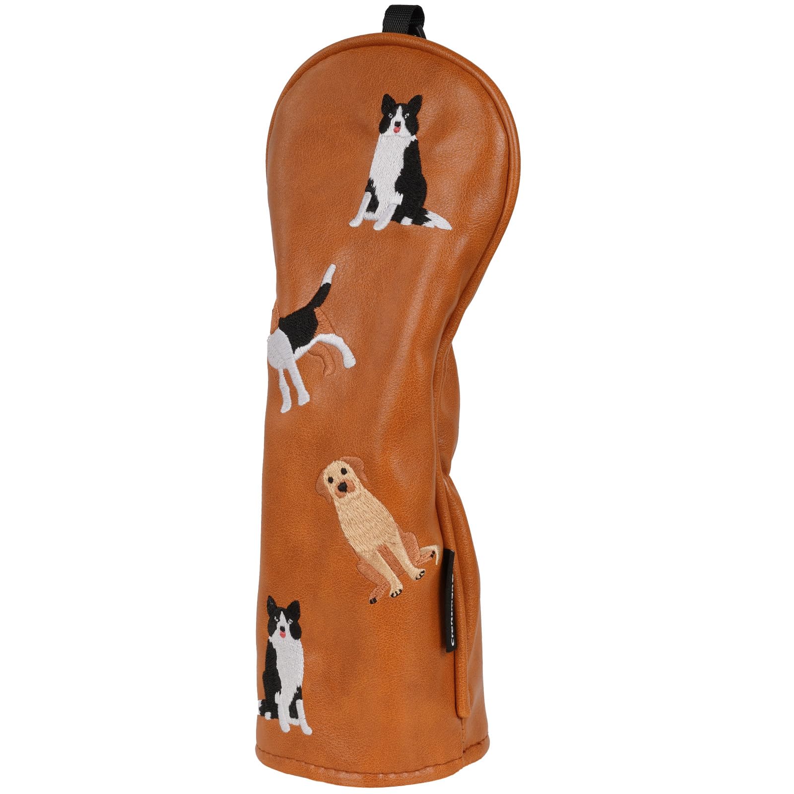 Craftsman Golf PU Leather Dog Embroidery Brown Hybrid Rescue Headcover Protector Cute Chocolate Lab Border Collie Beagle