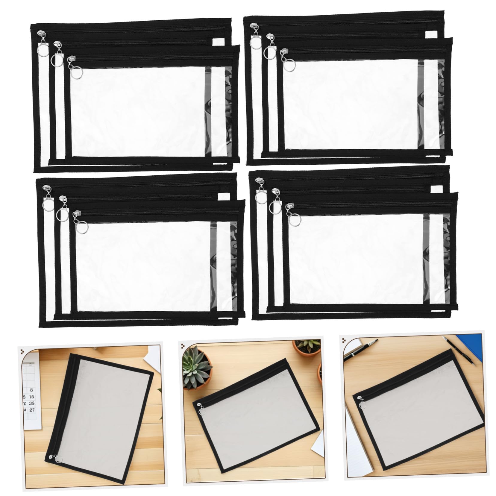 iplusmile 12pezzi Sacchetti Trasparenti Cerniera in Pvc Borse Organizer Per Documenti e Cosmetici Impermeabili e Pratici Per Uso Quotidiano e Viaggio