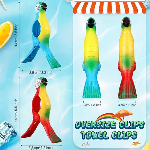 Miniatura 10 de 10 clips para toallas de playa, clips portátiles para sillas de playa, clips de plástico lindos para ropa, pasadores de ropa tamaño gigante, piña,