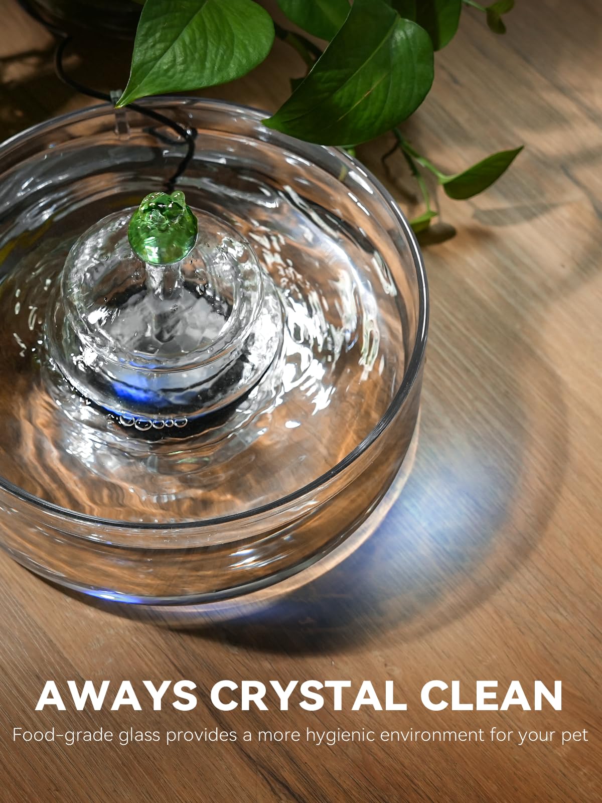 Fuente de agua de vidrio para gatos, fuente de vidrio para mascotas de 3.2 L/108 onzas con luz LED, dispensador de agua automático para gatos