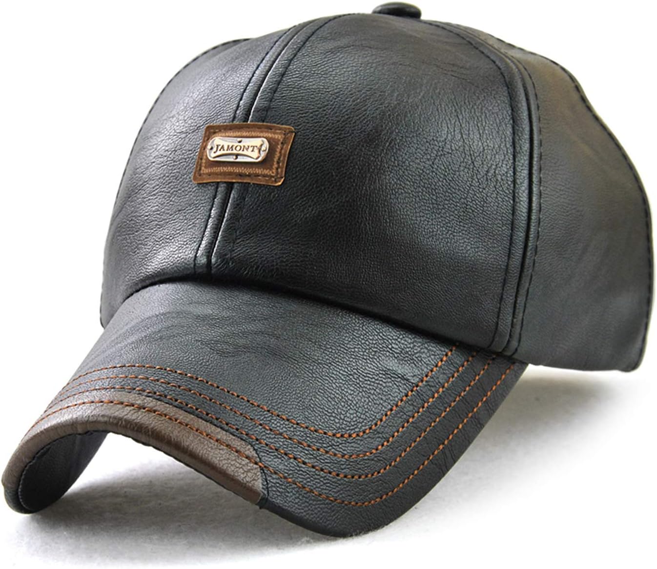 Adjustable Men's Baseball Cap Golf Cap Dad Hat Cowhide Leather Hunting Hat for Fall Winter Outdoor Sports Hat